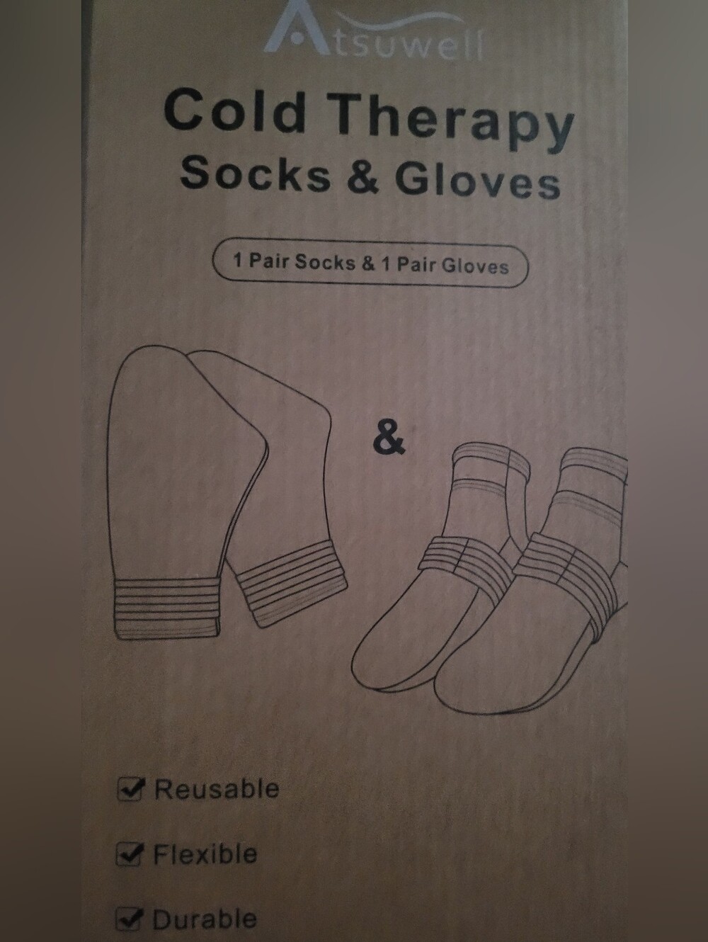 Atsuwell Cold Therapy Socks & Gloves - Beige Packaging